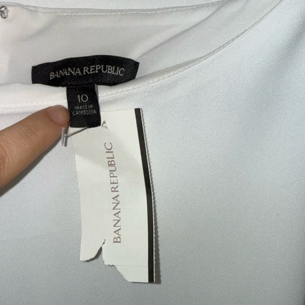Banana Republic balloon-sleeve white dress size 10 NWT - Picture 6 of 7